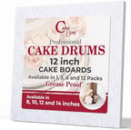 Cake Boards 12" White Square Cake Drums 1/2" Wrapped Edge 3Pack in 8, 10, and 12 inch in White