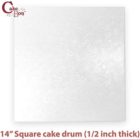 Cake Boards 14" White Square Cake Drums 1/2" Wrapped Edge 3Pack in 8, 10, and 12 inch in White, alternate view 3