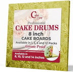 Cake Boards 8" Gold Square Cake Drums 1/2" Wrapped Edge 1Pack in Gold
