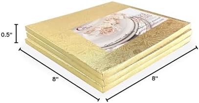 Cake Boards 8" Gold Square Cake Drums 1/2" Wrapped Edge 3Pack in Gold, alternate view 3
