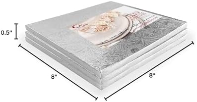 Cake Boards 8" Silver Square Cake Drums 1/2" Wrapped Edge 3Pack in 8, 10, and 12 inch in Silver, alternate view 3