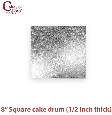 Cake Boards 8" Silver Square Cake Drums 1/2" Wrapped Edge 3Pack in 8, 10, and 12 inch in Silver, alternate view 4