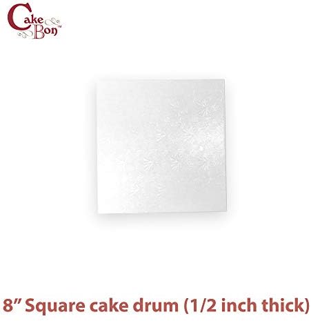 Cake Boards 8" White Square Cake Drums 1/2" Wrapped Edge 1Pack in 8, 10, and 12 inch in White, alternate view 3