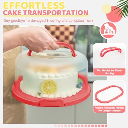 Cake Carrier, BPA-Free Cake stand with Lid and Handle Cake Transport Container Portable Cake Holder Two Sided, alternate view