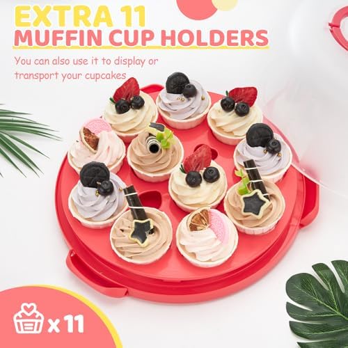 Cake Carrier, BPA-Free Cake stand with Lid and Handle Cake Transport Container Portable Cake Holder Two Sided, alternate view