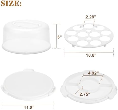 Cake Carrier with Lid and Handle, BPA-Free Cake Holder Cake Containers in Large in White, alternate view 2