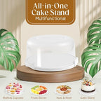 Cake Carrier with Lid and Handle, BPA-Free Cake Holder Cake Containers in Large in White, alternate view 3