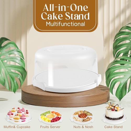 Cake Carrier with Lid and Handle, BPA-Free Cake Holder Cake Containers in Large in White, alternate view 3