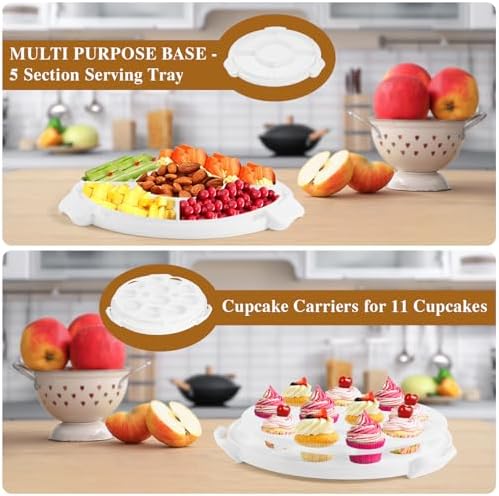 Cake Carrier with Lid and Handle, BPA-Free Cake Holder Cake Containers in Large in White, alternate view 4