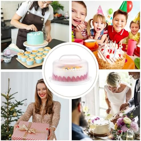 Cake Carrier with Lid and Handle, BPA-Free Cake Holder Cake Containers in Large in White, alternate view 6