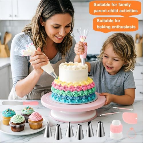 Cake Decorating Kit, 298 Pcs Baking Tools (Pink) in Pink, alternate view 2