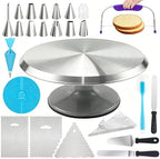 Cake Decorating Supplies Kit with 12" Aluminum Rotating Cake Turntable Stand, Professional Baking Tools, Cake