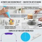 Cake Decorating Supplies Kit with 12" Aluminum Rotating Cake Turntable Stand, Professional Baking Tools, Cake, alternate view