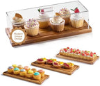Cake Display with Lid, Rectangle Cake Stand, Cookie Display in 15" in Brown