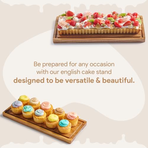Cake Display with Lid, Rectangle Cake Stand, Cookie Display in 15" in Brown, alternate view 3