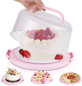 Cake Holder, BPA-Free 10 inch Cake Container with 2 Handles Cupcake Carrier in 10 inches in Pink