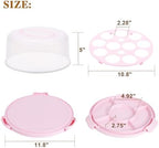 Cake Holder, BPA-Free 10 inch Cake Container with 2 Handles Cupcake Carrier in 10 inches in Pink, alternate view 2