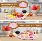 Cake Holder, BPA-Free 10 inch Cake Container with 2 Handles Cupcake Carrier in 10 inches in Pink, alternate view 4