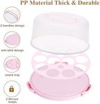 Cake Holder, BPA-Free 10 inch Cake Container with 2 Handles Cupcake Carrier in 10 inches in Pink, alternate view 6