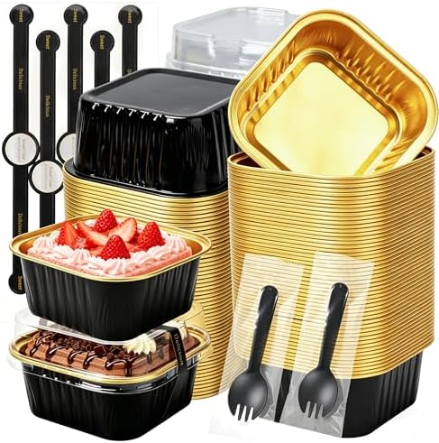Cake Pans, Black Gold 100 Pack for Gifts in 5 oz in Black Glod