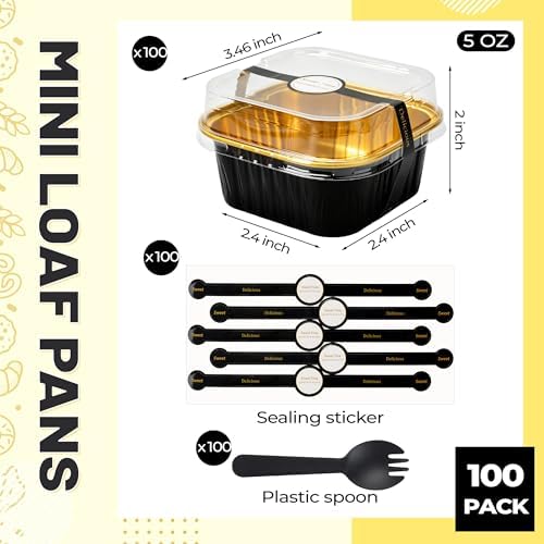 Cake Pans, Black Gold 100 Pack for Gifts in 5 oz in Black Glod, alternate view 3