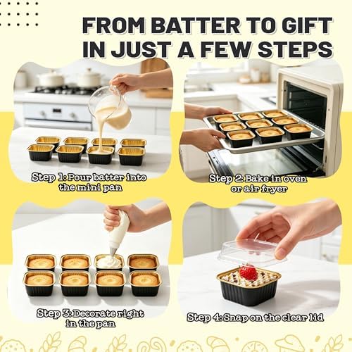 Cake Pans, Black Gold 100 Pack for Gifts in 5 oz in Black Glod, alternate view 4
