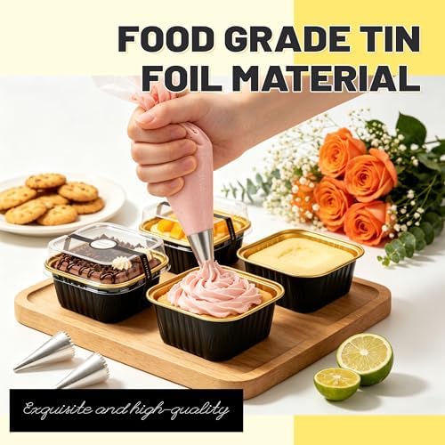 Cake Pans, Black Gold 100 Pack for Gifts in 5 oz in Black Glod, alternate view 5