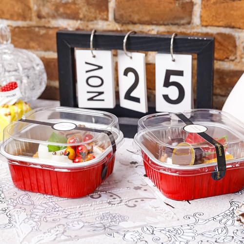 Cake Pans with Lids, Red 50 Pack for Parties in 10 oz in Red, alternate view 2