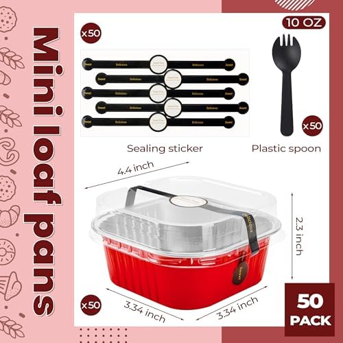 Cake Pans with Lids, Red 50 Pack for Parties in 10 oz in Red, alternate view 3