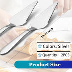 Cake Pie Server, Pizza Cutter with Big Serrated Edges, 2Pcs Silver, alternate view 2