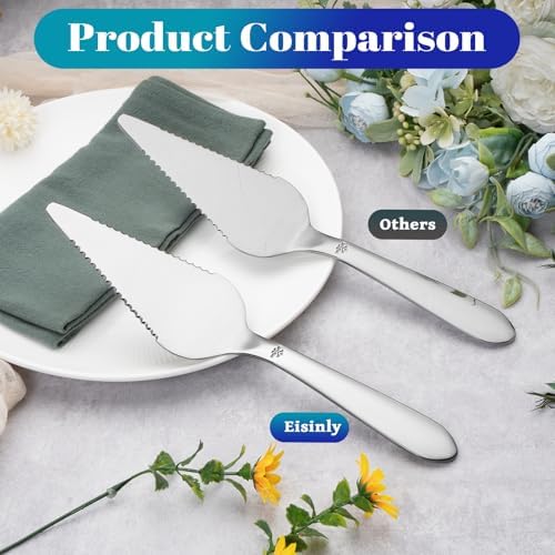Cake Pie Server, Pizza Cutter with Big Serrated Edges, 2Pcs Silver, alternate view 4