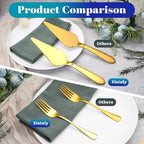 Cake Pie Server with 4Pcs Forks, Pizza Cutter Serrated, Gold in Gold, alternate view 4