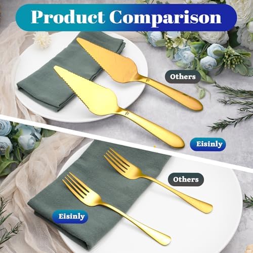 Cake Pie Server with 4Pcs Forks, Pizza Cutter Serrated, Gold in Gold, alternate view 4