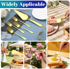 Cake Pie Server with 4Pcs Forks, Pizza Cutter Serrated, Gold in Gold, alternate view 7