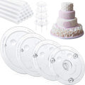Cake Pin Sticks Set, 12 Pieces Plastic Cake Sticks Support Rods with 4 Cake Dividers for 6, 8, 10, 12 Inch