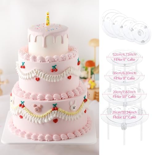Cake Pin Sticks Set, 12 Pieces Plastic Cake Sticks Support Rods with 4 Cake Dividers for 6, 8, 10, 12 Inch, alternate view 3