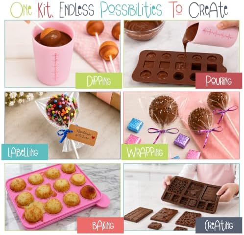 Cake Pop Kit for Kids & Chocolate Making Kit, 105 Pcs - Kids Baking Set, Candy Making Kit with Silicone Molds, alternate view