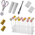 Cake Pop Kit Included 200 pcs 6 inch Lollipop Sticks and 200 pcs Clear Wrappers, 18 hole Clear Acrylic Display