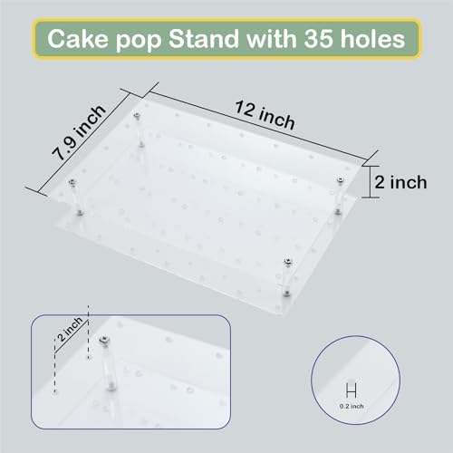 Cake Pop Kit Including 200 pcs 6 inch Lollipop Sticks and 200 Clear Wrappers, 35 Hole Clear Acrylic Display, alternate view 3