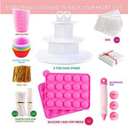 Cake Pop Maker Kit with 2 Silicone Mold Sets with 3 Tier Cake Stand, Chocolate Candy Melts Pot, Silicone Cupcake, alternate