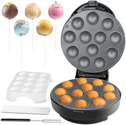 Cake Pop Maker Machine Set with Cake Pop Stand, Sticks & Fork Tool, 12 Cake Pops Capacity, Graphite in Graphite