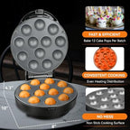 Cake Pop Maker Machine Set with Cake Pop Stand, Sticks & Fork Tool, 12 Cake Pops Capacity, Graphite in Graphite, alternate