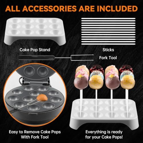 Cake Pop Maker Machine Set with Cake Pop Stand, Sticks & Fork Tool, 12 Cake Pops Capacity, Graphite in Graphite, alternate