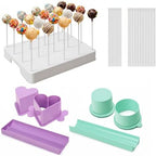 Cake Pop Making Kit with 2 Cake Pop Molds and Stand in White + Purple + Blue