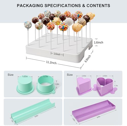 Cake Pop Making Kit with 2 Cake Pop Molds and Stand in White + Purple + Blue, alternate view 3
