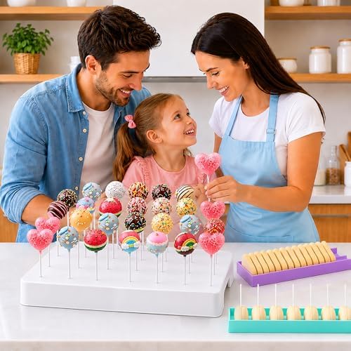 Cake Pop Making Kit with 2 Cake Pop Molds and Stand in White + Purple + Blue, alternate view 6