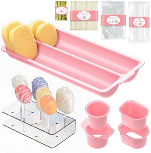 Cake Pop Mold Kit, 2 Cakesicle Cutters, Tray, Cake Pop Stand in Pink