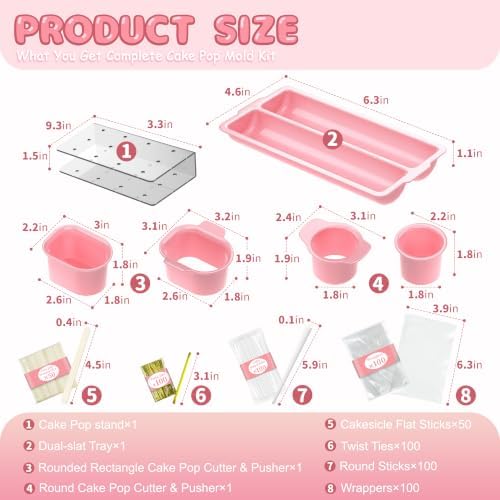 Cake Pop Mold Kit, 2 Cakesicle Cutters, Tray, Cake Pop Stand in Pink, alternate view 3