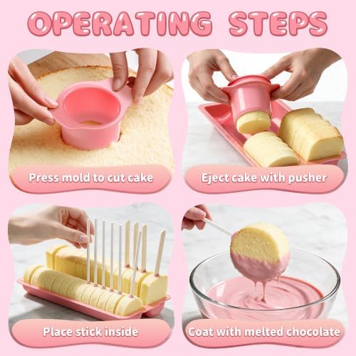Cake Pop Mold Kit, 2 Cakesicle Cutters, Tray, Cake Pop Stand in Pink, alternate view 4