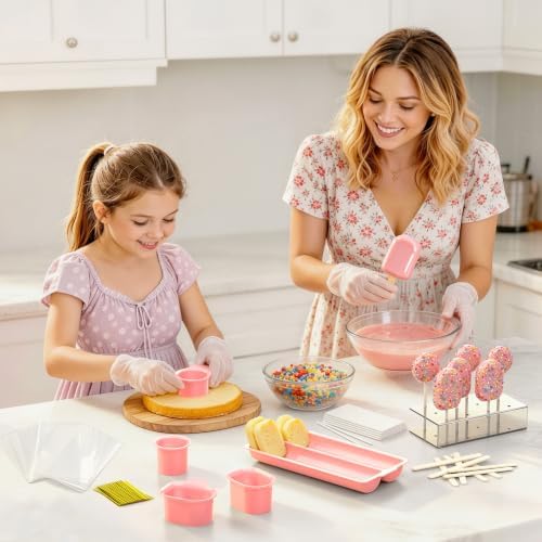 Cake Pop Mold Kit, 2 Cakesicle Cutters, Tray, Cake Pop Stand in Pink, alternate view 5